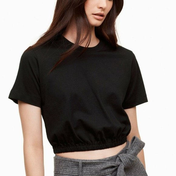 Wilfred Aritzia Piaf Basic T-Shirt Cropped Black S